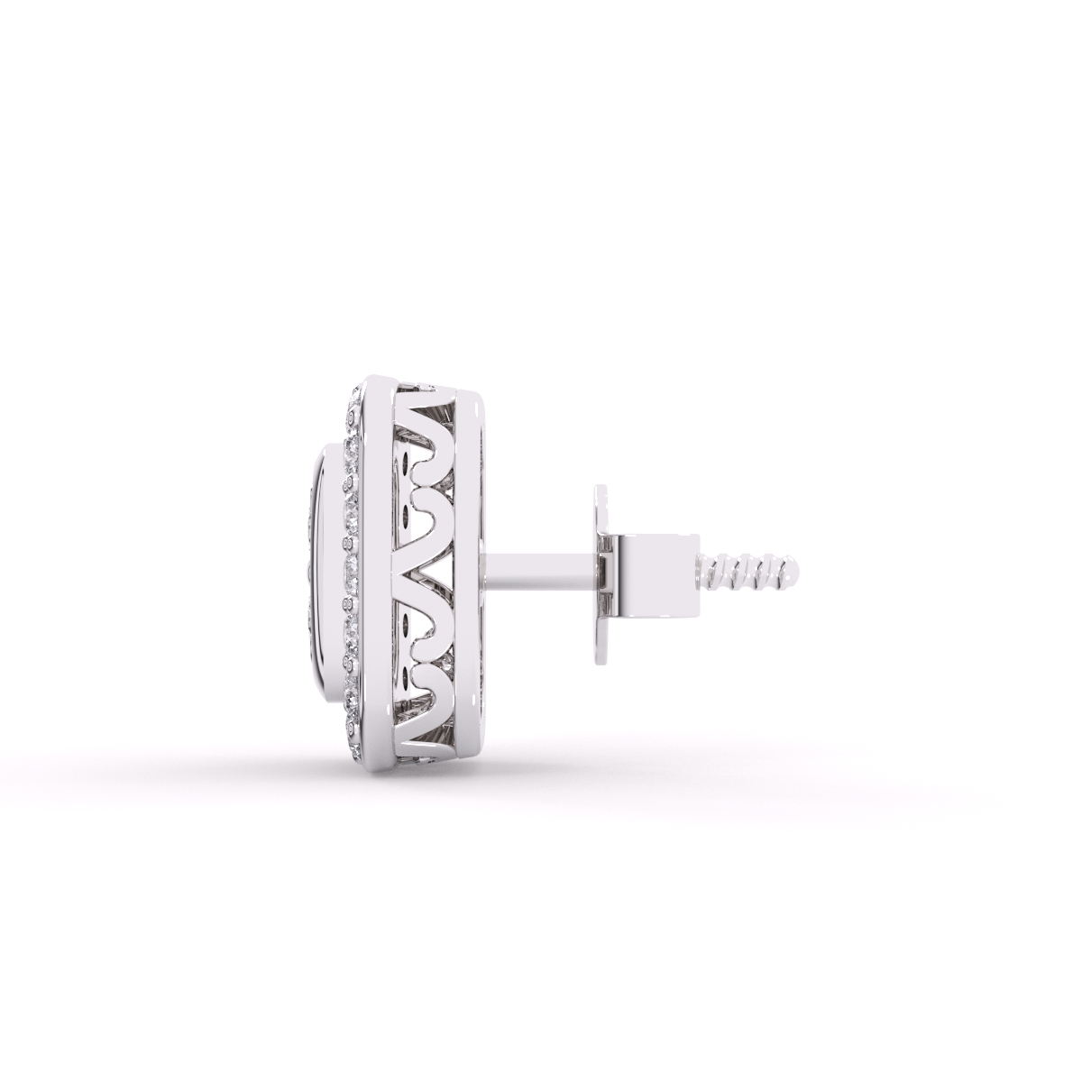 Classic Square Shaped Round Diamond Earrings